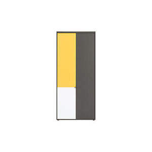 BRW Skříň: GRAPHIC-REG2D Farba: šedý wolfram/žltá/biely lesk