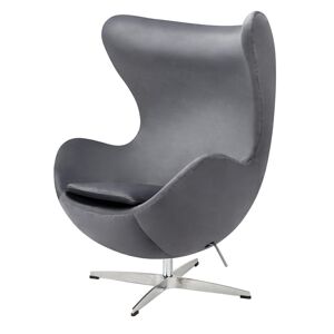 King Home Fotel EGG CLASSIC VELVET ciemny szary - welurem, podstawa aluminiowa