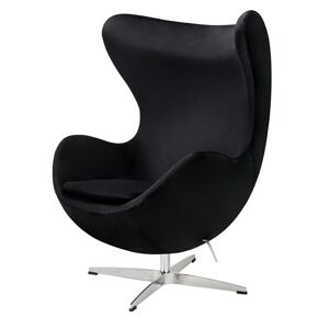 King Home Fotel EGG CLASSIC VELVET czarny - welurem, podstawa aluminiowa