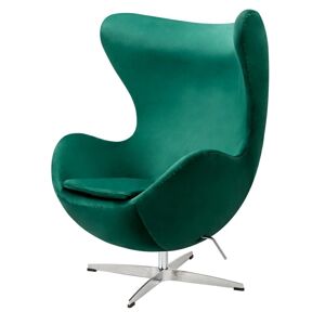 King Home Fotel EGG CLASSIC VELVET zielony - welurem, podstawa aluminiowa