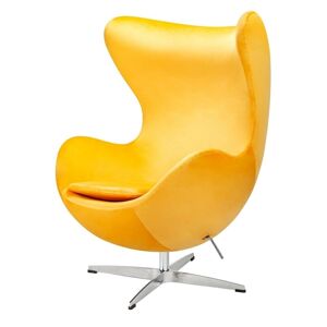 King Home Fotel EGG CLASSIC VELVET żółty - welurem, podstawa aluminiowa