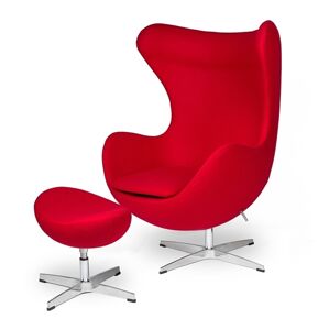 King Home Fotel EGG CLASSIC z podnožka czerwony.17 - wełna, podstawa aluminiowa