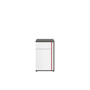 BRW Skříňka: GRAPHIC - KOM1D1SL / B Farba: sivý wolfram/biely/červený
