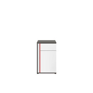 BRW Skříňka: GRAPHIC - KOM1D1SP / B Farba: sivý wolfram/biely/červený