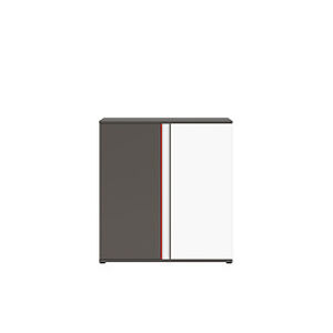 BRW Skříňka: GRAPHIC - KOM2D / B Farba: sivý wolfram/biely/červený