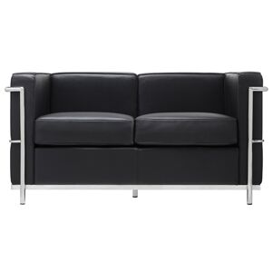 King Home Sofa dwuosobowa SOFT LC2 czarna - włoska skóra naturálního, metal