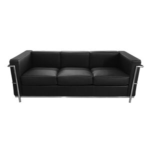King Home Sofa trzyosobowa SOFT LC2 czarna - włoska skóra naturálního, metal