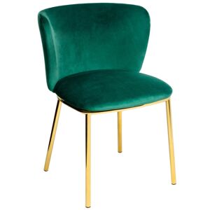 King Home Krzesło MANTIS ciemny zielony - welur, podstawa złota