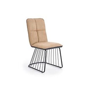 Židle: HALMAR K269 HALMAR - poťahový materiál: eco koža čierna/ látka svetlohnedá, HALMAR - sklo/kov: kov čierny