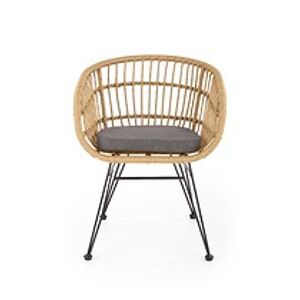 Židle: HALMAR K456 HALMAR - drevo: ratan - prírodná, HALMAR - sklo/kov: kov čierny
