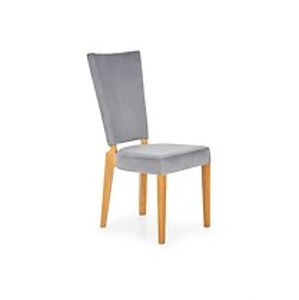 Židle: HALMAR ROIS HALMAR - poťahový materiál: tkanina sivá, HALMAR - drevo: dub medový