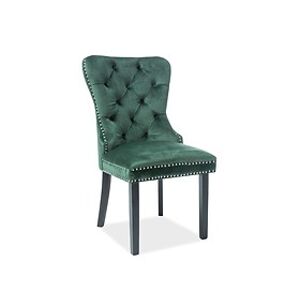 Židle: SIGNAL AUGUST VELVET SIGNAL - stoličky: drevo čierne/ zelená Bluvel 78